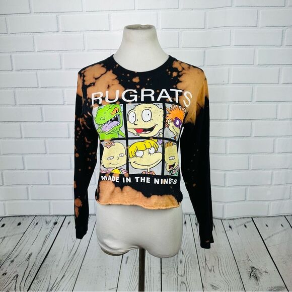 10/$25🦋 Nickelodeon Black Tie Dye Rugrats Cropped Sweatshirt - Size Small - Picture 1 of 9